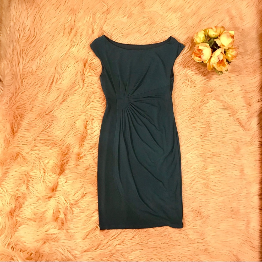 Teal Faux Wrap Dress